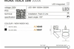 Sklep Kaja spot LED do szyny 3-fazowej natynkowej AZ4547 MONA | Kaja