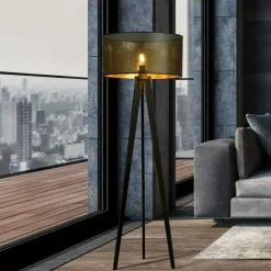 Sklep Kaja Czarny trójnóg z dwukolorowym abażurem 1148/LP1 ASTON | Kaja