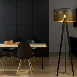 Sklep Kaja Czarny trójnóg z dwukolorowym abażurem 1148/LP1 ASTON | Kaja