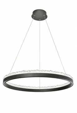 Sale Czarny, wiszący okrąg LED z kryształkami PD2304600R-MB REGI | Kaja Żyrandole Nowoczesne