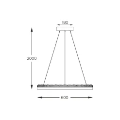 Sale Czarny, wiszący okrąg LED z kryształkami PD2304600R-MB REGI | Kaja Żyrandole Nowoczesne