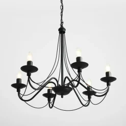 Sklep Kaja Czarny żyrandol sześcioramienny na łańcuchu 397K1 RÓŻA | Kaja