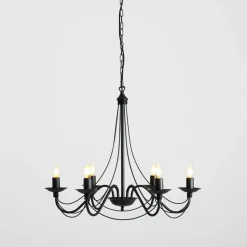 Sklep Kaja Czarny żyrandol sześcioramienny na łańcuchu 397K1 RÓŻA | Kaja