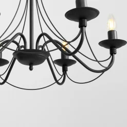 Sklep Kaja Czarny żyrandol sześcioramienny na łańcuchu 397K1 RÓŻA | Kaja