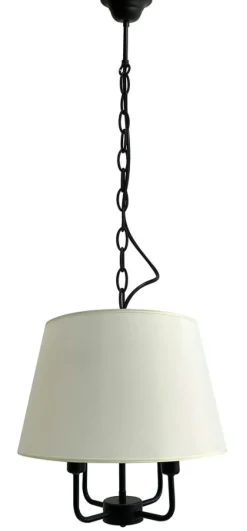 Best Czarny żyrandol z beżowym abażurem do salonu 31-01368 z serii PASTE Żyrandole Nowoczesne