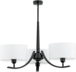 Sklep Kaja Czarny żyrandol z białymi abażurami O2873 W3 CZA + BIA | Kaja