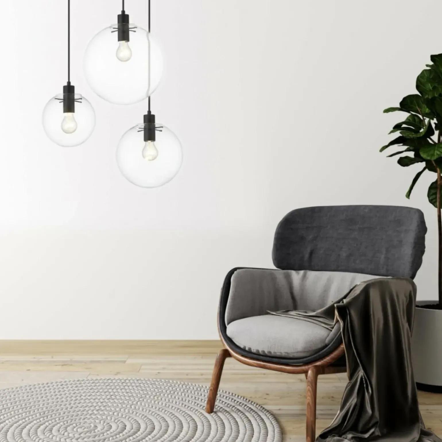 Fashion Czarny żyrandol z kloszem ⌀30cm LP-004/1P L BK PUERTO | Kaja Żyrandole Nowoczesne