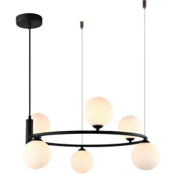 Best Czarny żyrandol z mlecznymi kloszami MDM-3974/6 BK AMILY | Kaja Żyrandole Nowoczesne