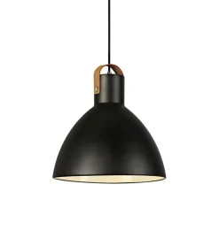 Cheap Czarny żyrandol z ozdobnym paskiem z eko skóry 106551 | Kaja Żyrandole Nowoczesne