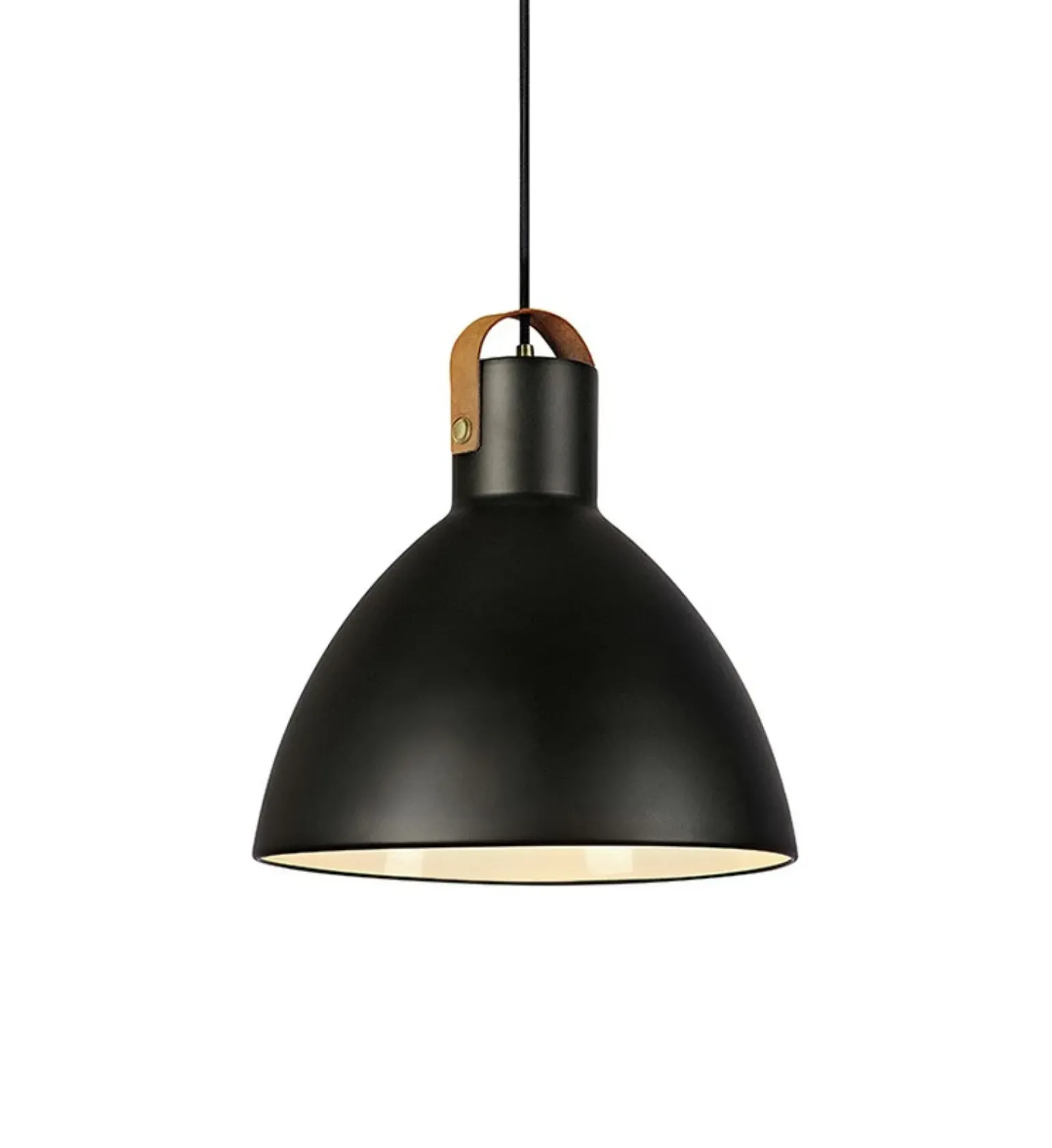 Cheap Czarny żyrandol z ozdobnym paskiem z eko skóry 106551 | Kaja Żyrandole Nowoczesne