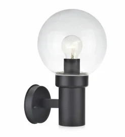 Sklep Kaja Czarny zewnętrzny kinkiet przezroczysty klosz 106922 | Kaja