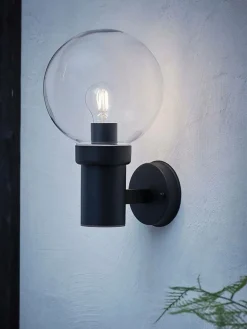 Sklep Kaja Czarny zewnętrzny kinkiet przezroczysty klosz 106922 | Kaja