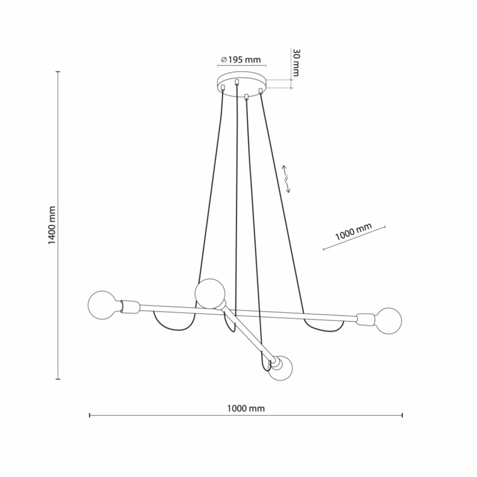 Best Czterokierunkowa, drewniana lampa wisząca TK 4952 z serii HELIX WOOD Żyrandole Nowoczesne