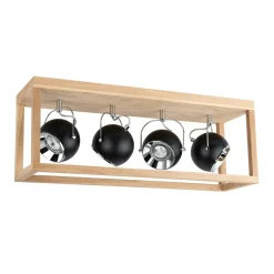 Cheap Dębowa lampa sufitowa z czarnymi reflektorami 5224474L ROY | Kaja Żyrandole Nowoczesne