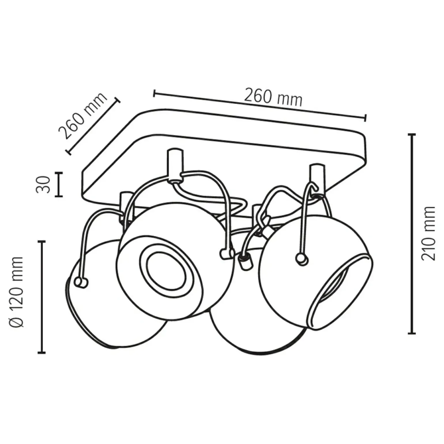 Outlet Dębowa lampa sufitowa z reflektorami 5133474 BALL WOOD | Kaja Żyrandole Nowoczesne