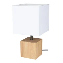 Sklep Kaja Dębowa lampka stołowa z abażurem 7191174 TRONGO SQUARE | Kaja