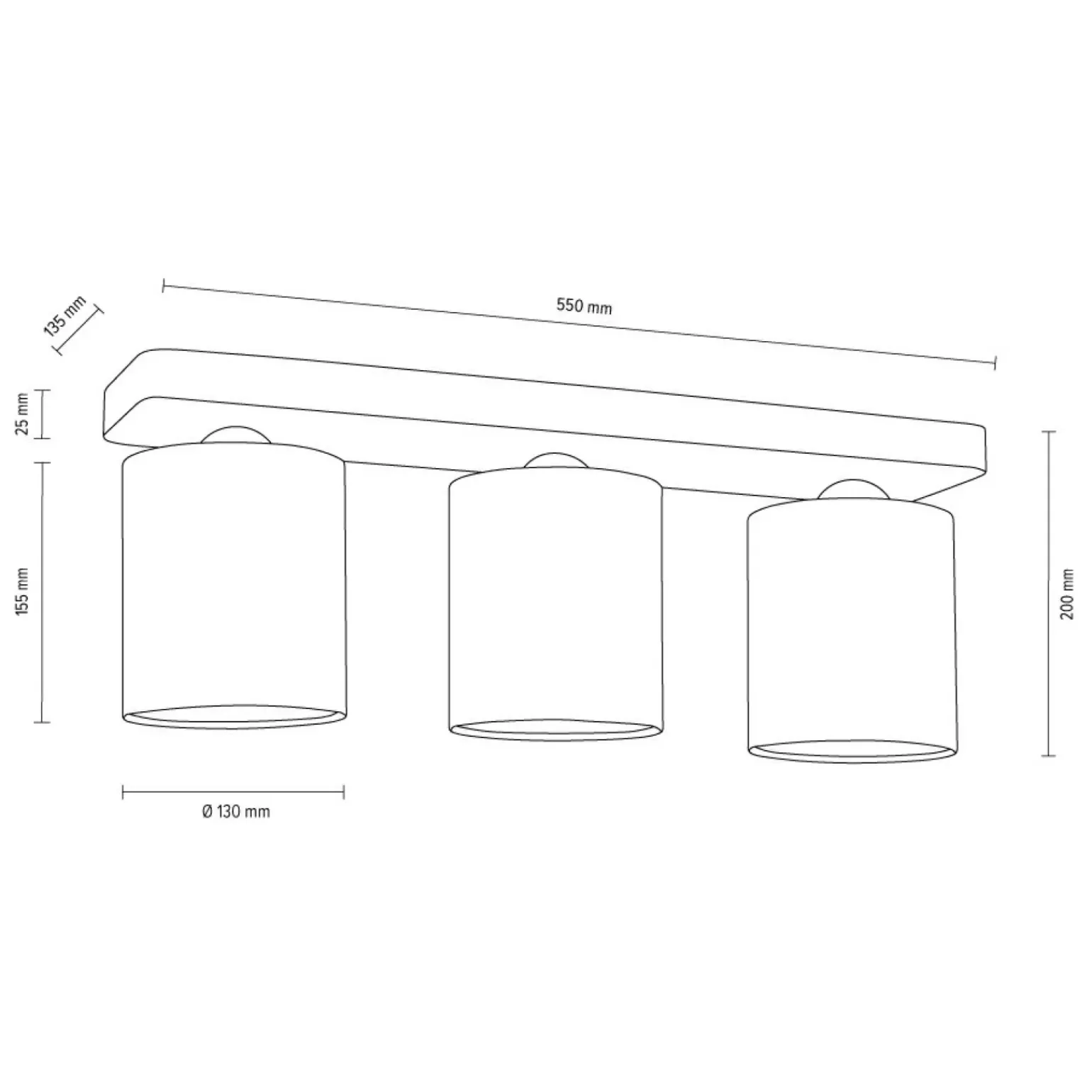 Store Dębowa listwa sufitowa z białymi abażurami 8512374 JENTA | Kaja Żyrandole Nowoczesne