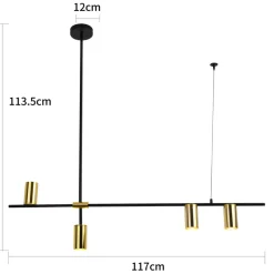 Best Dekoracyjna lampa nad stół LP-074/4PL BK/GD ARIZONA | Kaja Oświetlenie Żyrandole Nowoczesne