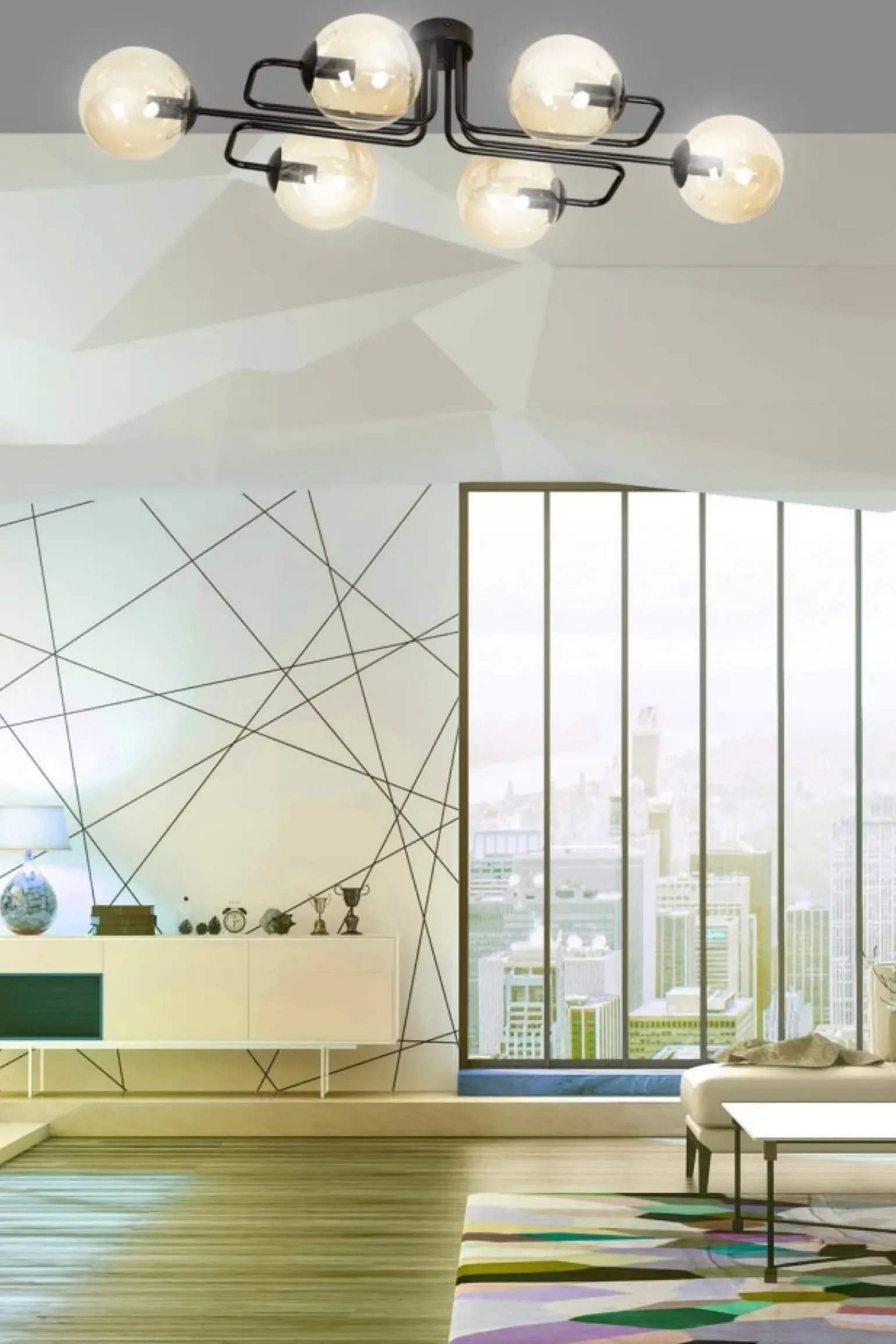 Best Sale Dekoracyjna lampa sufitowa z miodowymi kloszami 833/6A | Kaja Żyrandole Nowoczesne