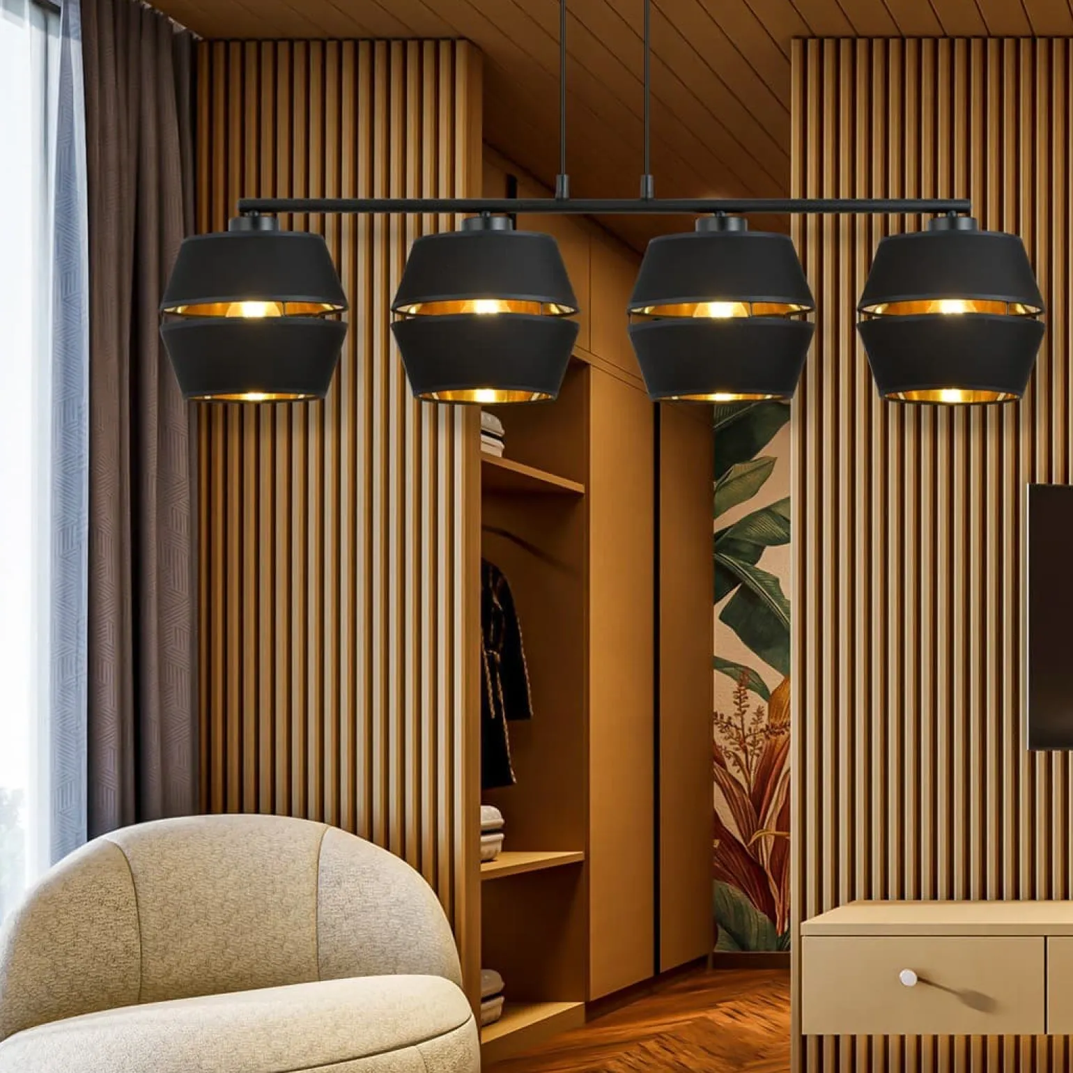 Sklep Kaja Dekoracyjna lampa wisząca ze złotym akcentem 1183/4 z serii PIANO