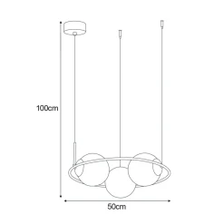 Flash Sale Dekoracyjna lampa wisząca z okręgiem i kloszami K-5114 z serii DAVOS Żyrandole Nowoczesne