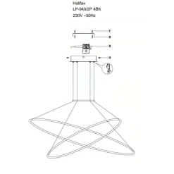 Clearance Dekoracyjna lampa wisząca do salonu LP-940/2P BK CCT HALIFAX | Kaja Żyrandole Nowoczesne