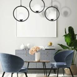 Best Dekoracyjna lampa wisząca z czarnymi okręgami MLP5594 z serii BOSTON | Kaja Oświ Żyrandole Nowoczesne