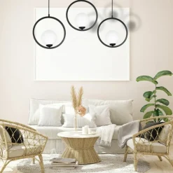 Best Dekoracyjna lampa wisząca z czarnymi okręgami MLP5594 z serii BOSTON | Kaja Oświ Żyrandole Nowoczesne