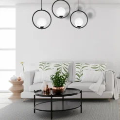 Best Dekoracyjna lampa wisząca z czarnymi okręgami MLP5594 z serii BOSTON | Kaja Oświ Żyrandole Nowoczesne