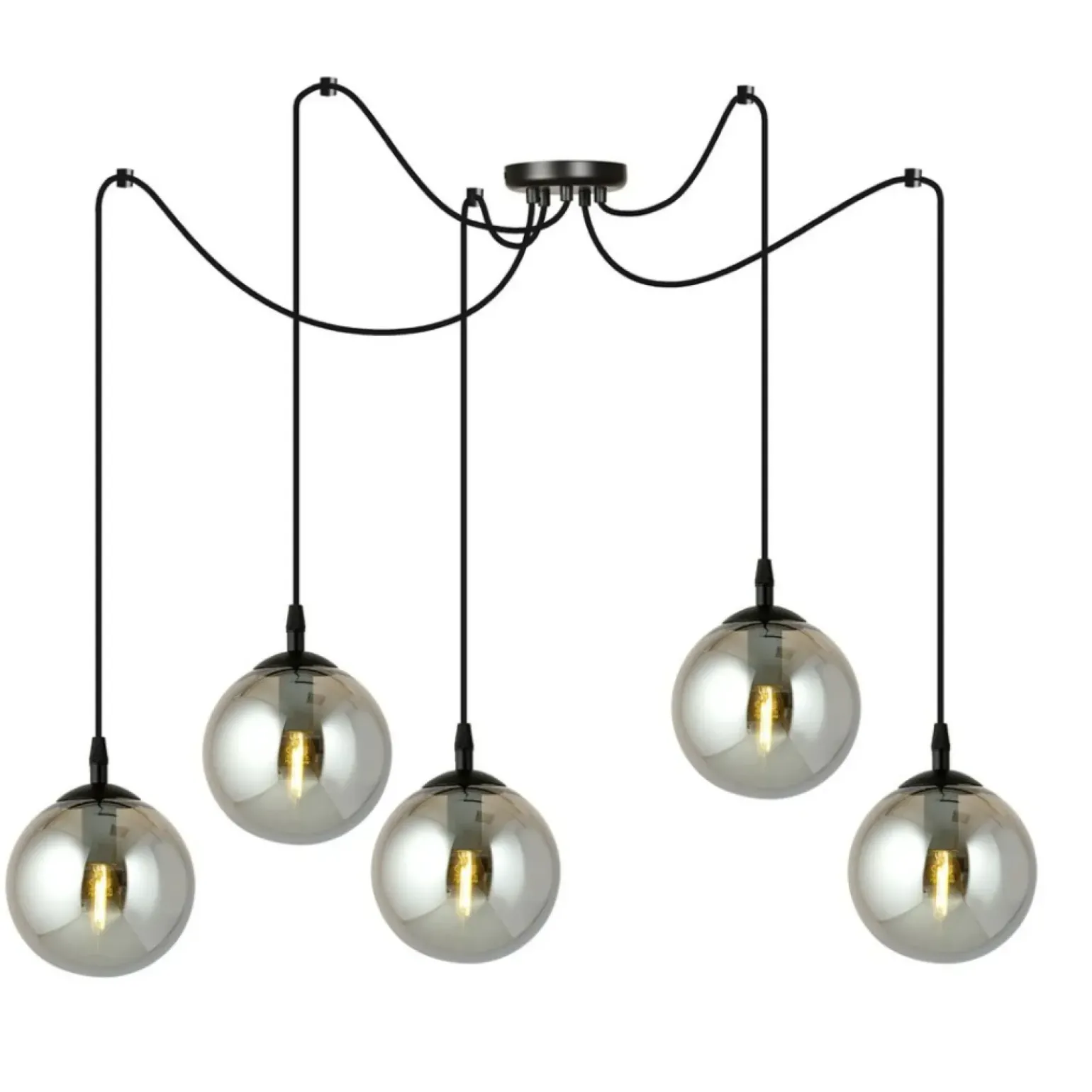 Online Dekoracyjna lampa wisząca z grafitowymi kloszami 937/5 | Kaja Żyrandole Nowoczesne