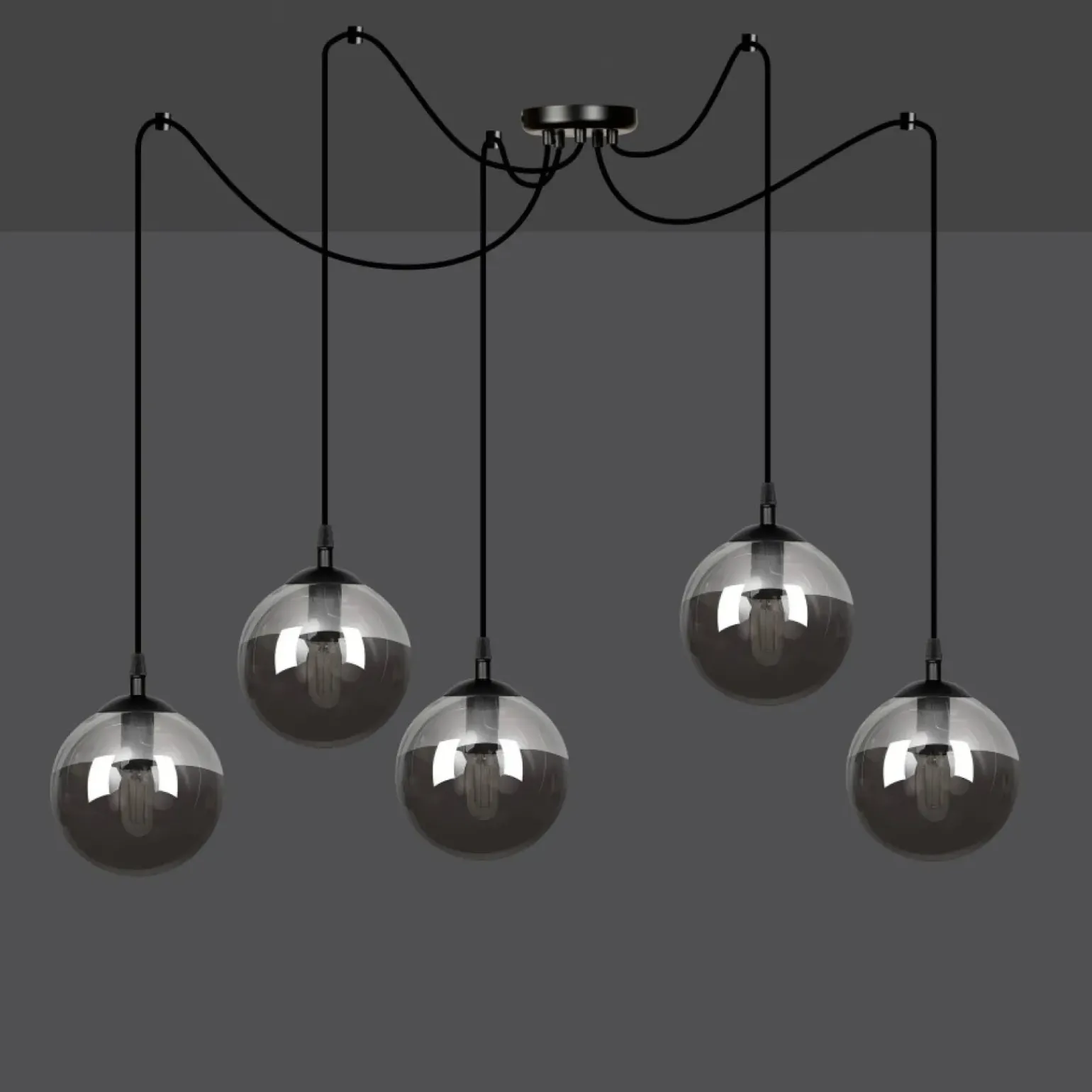 Online Dekoracyjna lampa wisząca z grafitowymi kloszami 937/5 | Kaja Żyrandole Nowoczesne