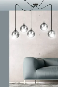 Online Dekoracyjna lampa wisząca z grafitowymi kloszami 937/5 | Kaja Żyrandole Nowoczesne