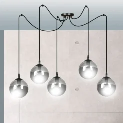 Online Dekoracyjna lampa wisząca z grafitowymi kloszami 937/5 | Kaja Żyrandole Nowoczesne