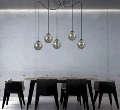 Online Dekoracyjna lampa wisząca z grafitowymi kloszami 937/5 | Kaja Żyrandole Nowoczesne
