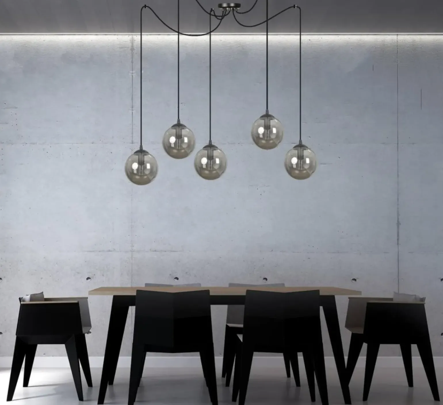 Online Dekoracyjna lampa wisząca z grafitowymi kloszami 937/5 | Kaja Żyrandole Nowoczesne