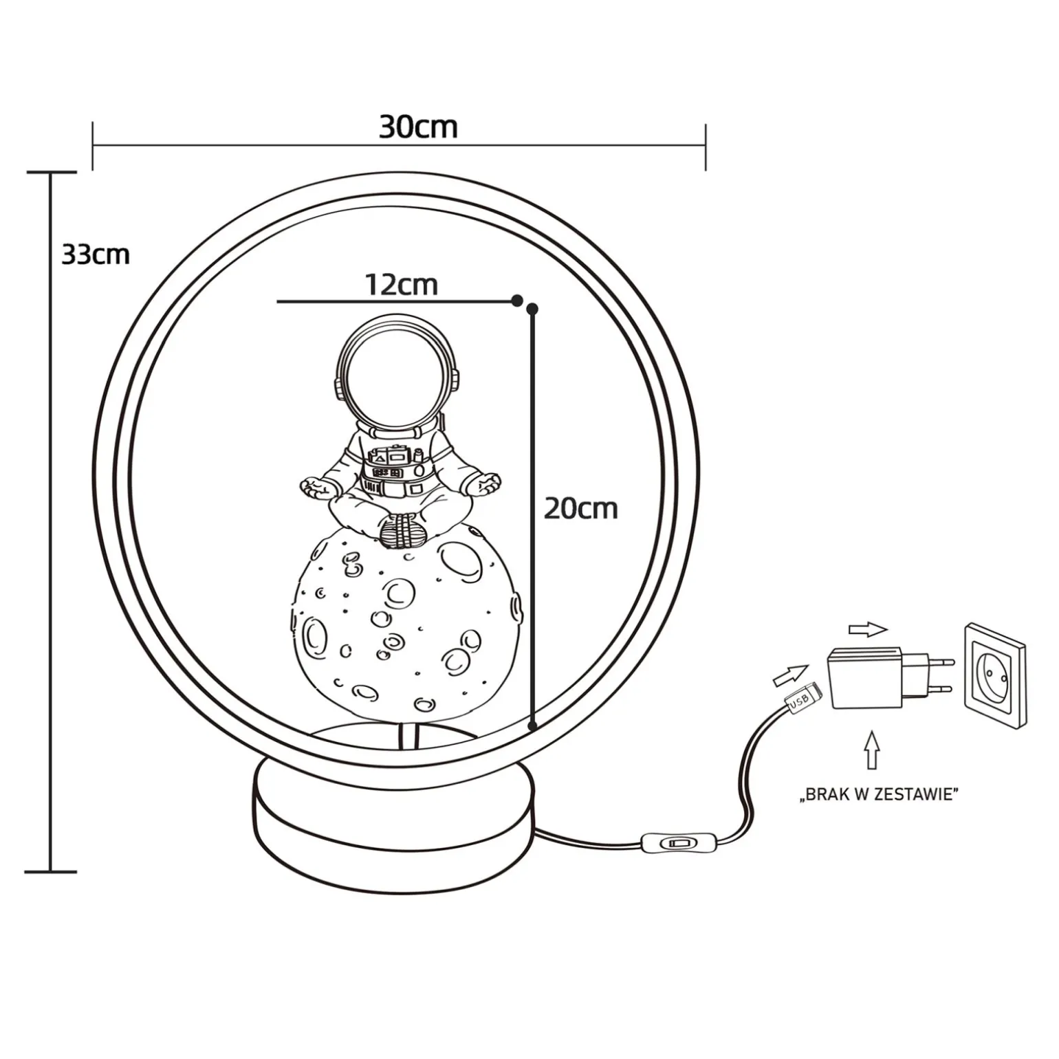 Sklep Kaja Dekoracyjna lampka nocna LED dla dzieci BX04S123D-1 ASTRONAUTA | Kaja