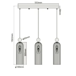 Sale Dekoracyjna listwa wisząca nad stół LP-939/3L AMBER z serii PIEGA Żyrandole Nowoczesne