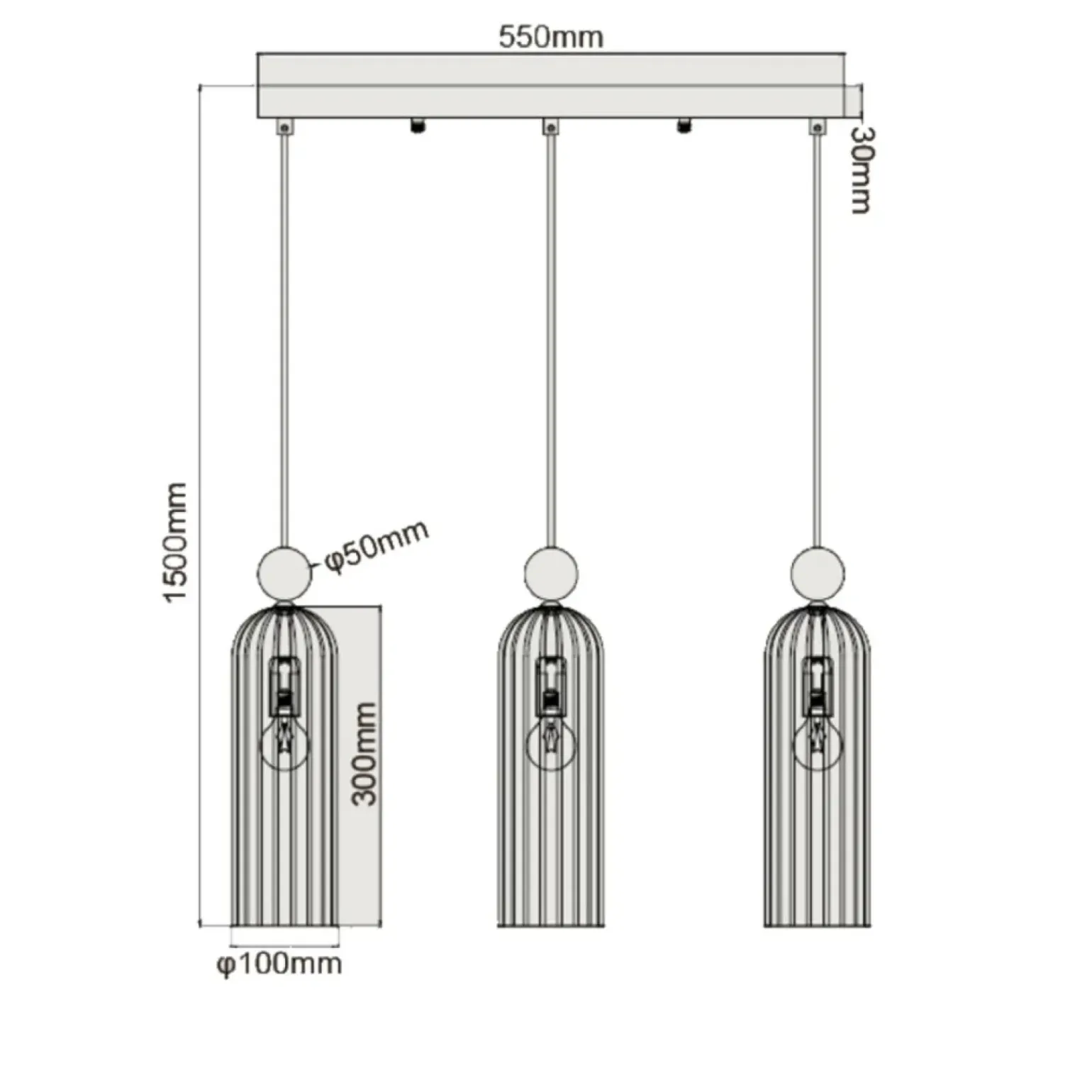 Sale Dekoracyjna listwa wisząca nad stół LP-939/3L AMBER z serii PIEGA Żyrandole Nowoczesne