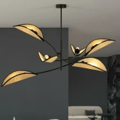 Outlet Dekoracyjna, rozłożysta lampa w stylu rustykalnym 1108/6 LOTUS | Kaja Żyrandole Nowoczesne