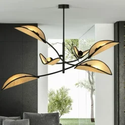 Outlet Dekoracyjna, rozłożysta lampa w stylu rustykalnym 1108/6 LOTUS | Kaja Żyrandole Nowoczesne