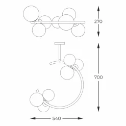 Store Dekoracyjna, złota lampa sufitowa C0454-06Q-F7AA MOLECULE | Kaja Żyrandole Nowoczesne