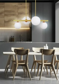 Store Dekoracyjna, złota lampa wisząca do jadalni 34-73426 z serii KAMA Żyrandole Nowoczesne