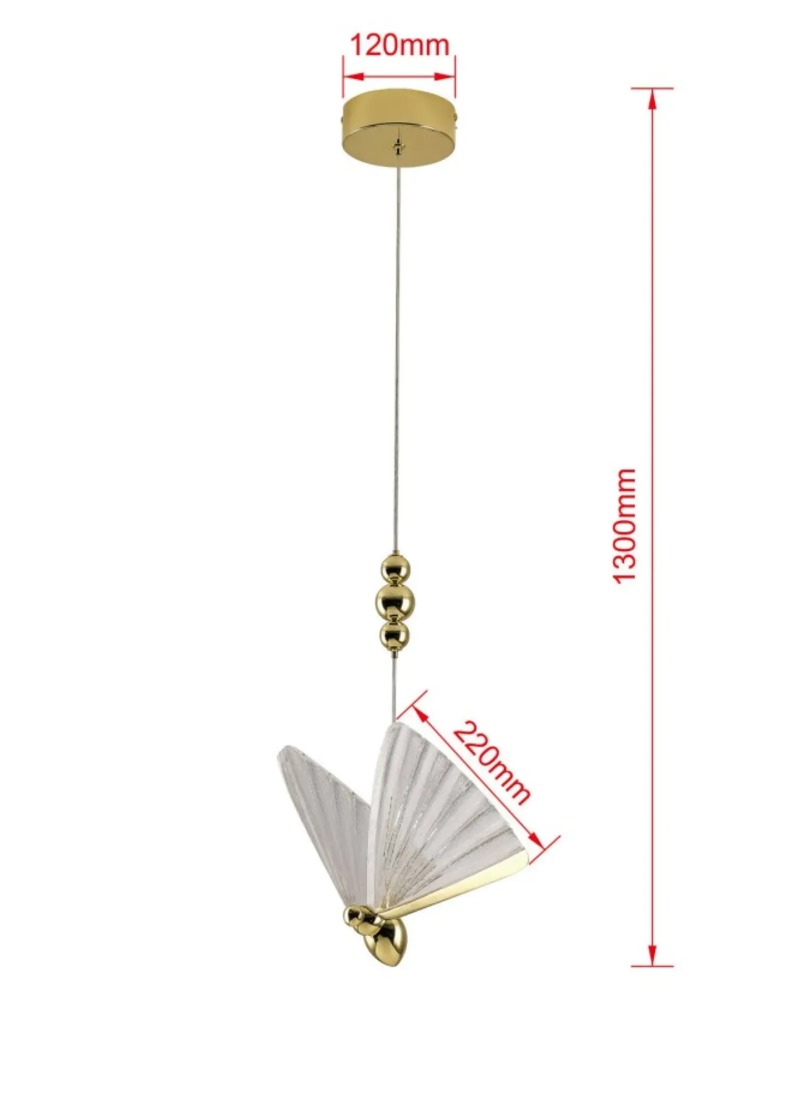 New Dekoracyjna, złota lampa wisząca art deco LP-1715/1P MARIPOSA | Kaja Żyrandole Nowoczesne