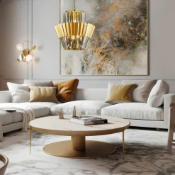 Cheap Dekoracyjna, złota lampa wisząca do salonu ML0413 DONNA | Kaja Żyrandole Nowoczesne