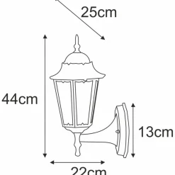 Sklep Kaja Dekoracyjny kinkiet elewacyjny K-5006A UP CZ/ZŁ LOZANA | Kaja
