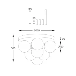 Flash Sale Dekoracyjny plafon z mlecznymi kloszami 5646 z serii ALI | Kaja Żyrandole Nowoczesne
