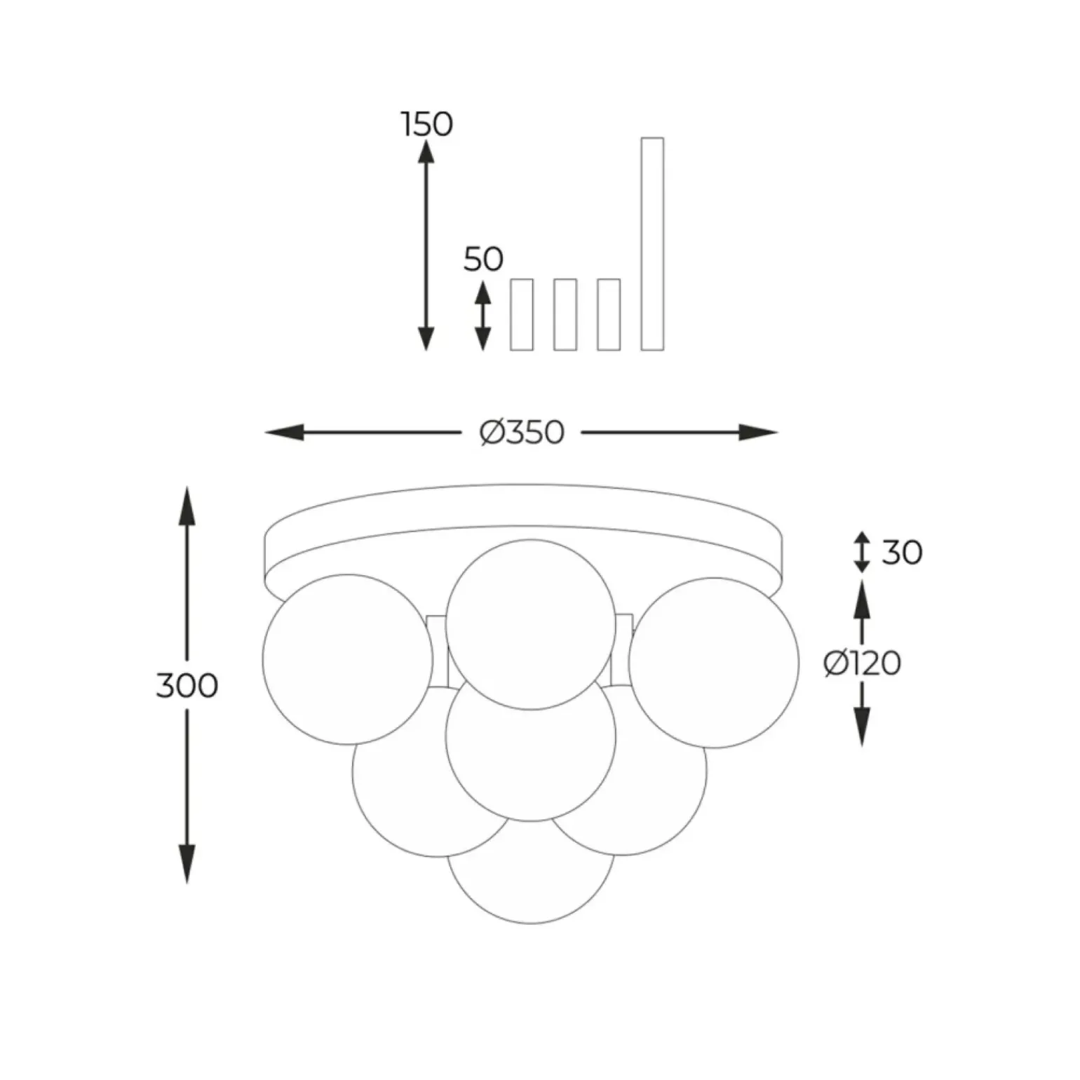 Flash Sale Dekoracyjny plafon z mlecznymi kloszami 5646 z serii ALI | Kaja Żyrandole Nowoczesne