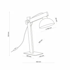 Sklep Kaja Designerska, biała lampka biurkowa z drewnem TK 5347 z serii OSLO