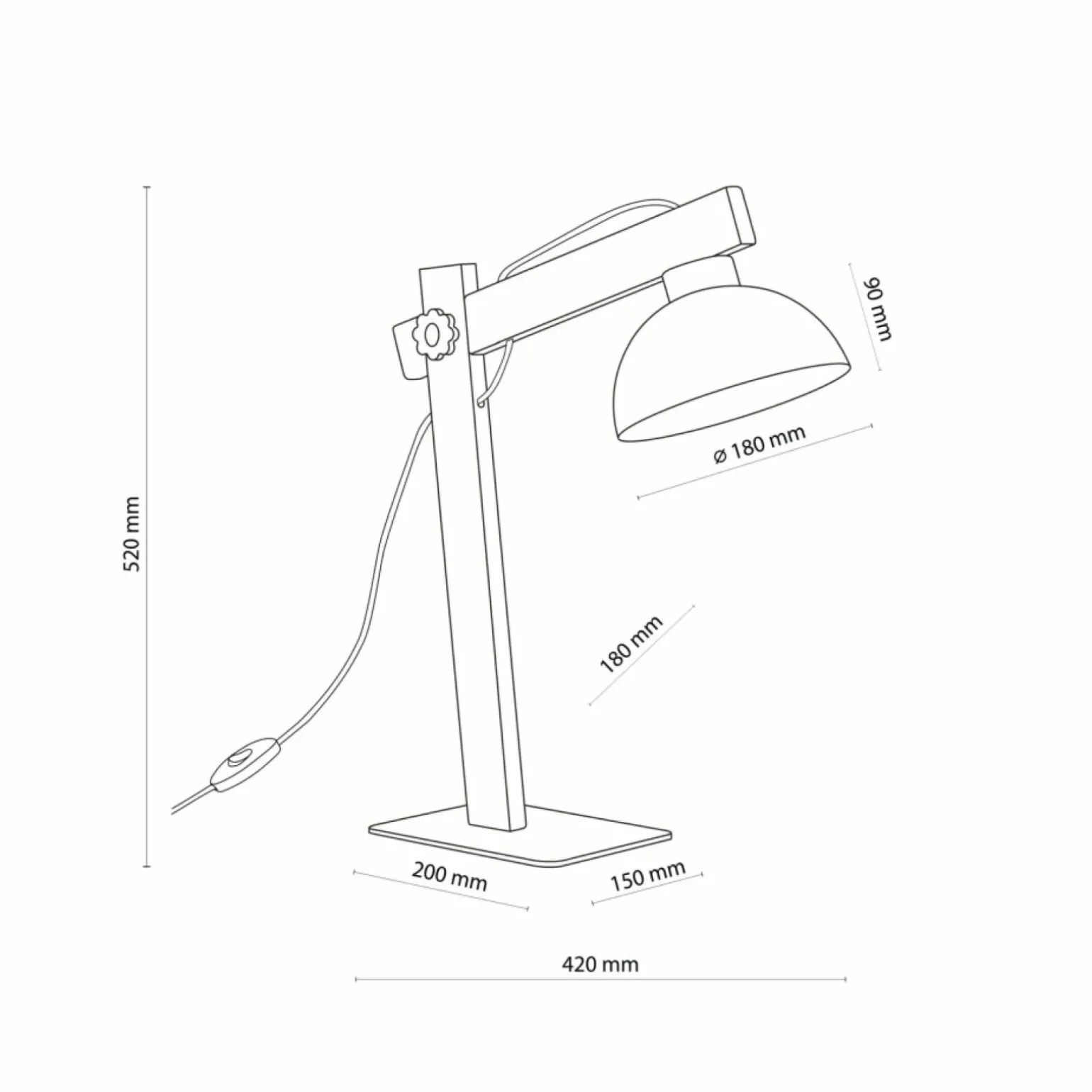 Sklep Kaja Designerska, biała lampka biurkowa z drewnem TK 5347 z serii OSLO