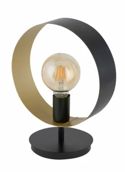 Sklep Kaja Designerska czarno-złota lampka stołowa obręcz SIG 50278 z serii HAPPY